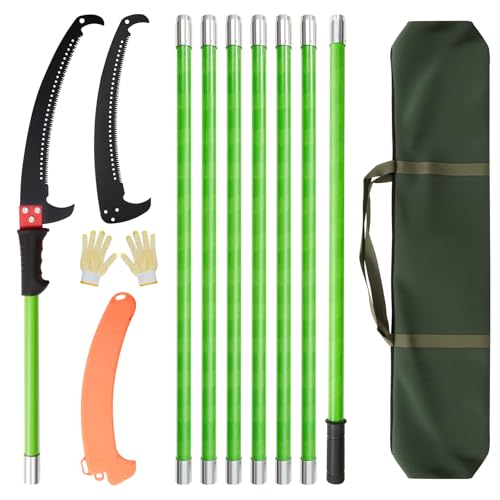 M.J COMFY-LIFE 25.6Ft Pole Pruning Saw extendable Tree loppers Pole Saw for Palm Oak High Branches Garden Tools