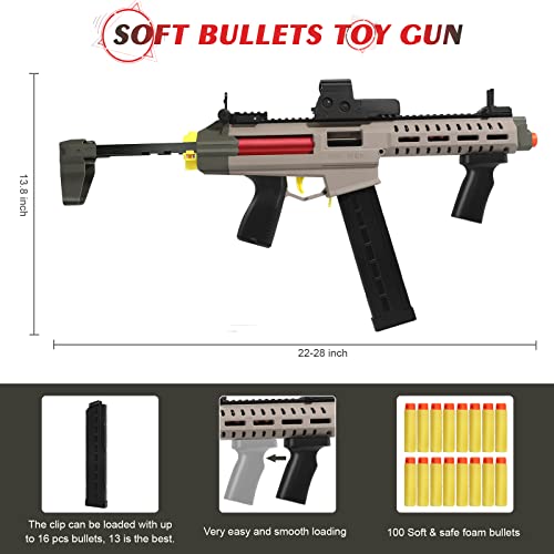 Toy Gun For Boys 8-12, Soft Bullet Toys Gun, Toy Foam Blasters & Guns With 100 Bullets, Foam Dart Gun Shooting Game Educational Model Birthday Xmas Gifts For Kids, Teens, Adults 8+ #TOP4