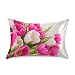 Cuscino Copricuscini Bouquet di Fiori di Tulipani Rosa Bella Festa della Mamma Copri Cuscini Bifacciale Federe Decorativi Federa per Ufficio, Camera, Letto, 40X60Cm