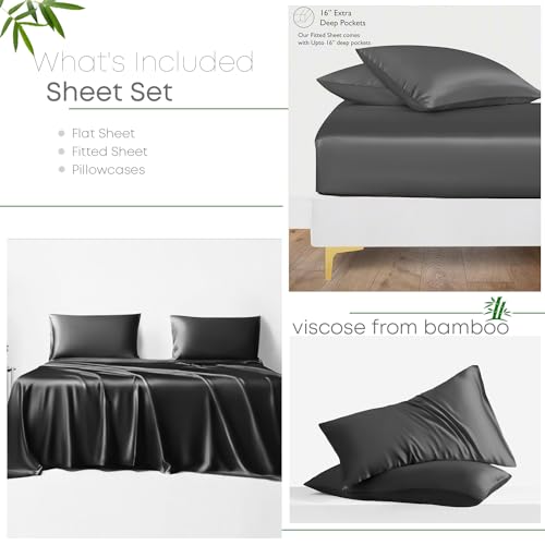 LINENWALAS 100% Bamboo Double Sheet Set, 300 Thread Count Silky Soft Cooling Bed Sheets - Image 2