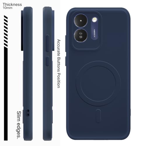 Image of Outlouders Back Cover for Poco M8x 5G | Soft Matte Silicone | Slim Fit | Magnetic-Safe Logo Design (Magnetic-Safe Not Compatible) | Shockproof | Camera Protection Bumper Case (Blue)