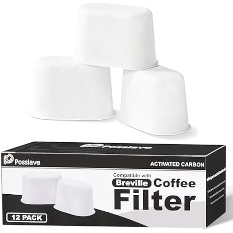 Possiave 12-Pack Charcoal Water Filters Compatible with Breville BWF100 Machines, Breville Espresso Machine Water Filter Replacement Cover