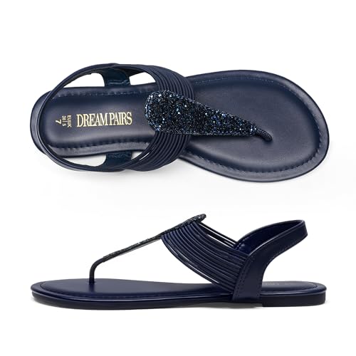DREAM PAIRS Women's Flat Ankle Strap Sandals,Navy,11 - image 5