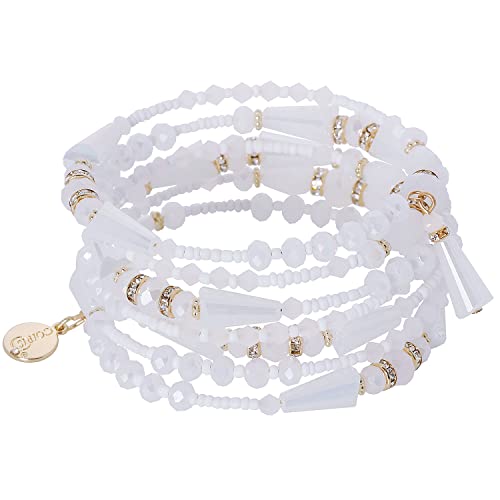 Coiris Bohemian Multilayer Beaded Bracelets For Women Stretch Layered Bead Bracelets Charm Bangle Girl Handmade Jewelry(Br-1209-White) #TOP7