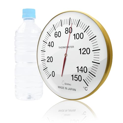 dretec(ドリテック) サウナ 温度計 アナログ 日本製 乾式 高精度 耐熱150℃ 金属製 ゴールド 直径20cm 見やすい 壁掛け