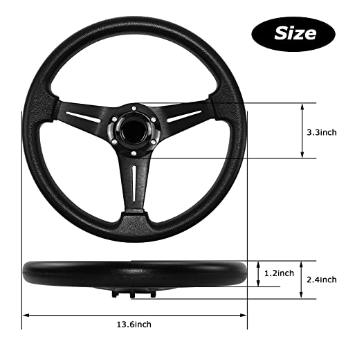 MOTAFAR Universal Racing Steering Wheel, Gaming Steering Wheel 13.6" 6 Bolts Grip Vinyl Leather with Horn Button for Race/Rally/Motorsport/Car Sim Driving(Black) - Image 3