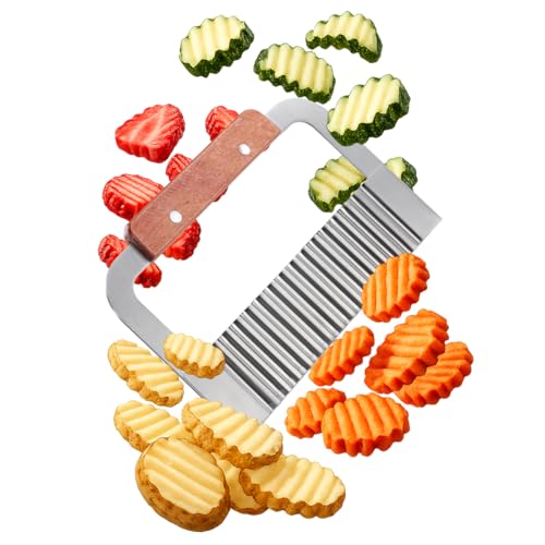 JJ Prime - Kartoffelschneider Scheiben | Kartoffelschneider Wellenschneider Pommes Schneider | Kartoffel Riffelschneider Crinkle Cutter | Potato Slicer Wellen Messer - Wellenförmiger Küchenhobel