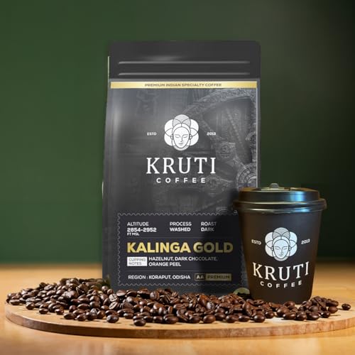 Image of Kruti Coffee-Specialty Coffee Roasters - Espresso Grind 250g | Kalinga Gold - Medium Dark Roast | Arabica Beans | Signature Blend From Koraput | Freshly Roasted