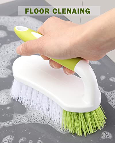 Scrub Brush, Heavy Duty Scrubbing Brushes With Comfortable Grip For Shower, Bathroom, Sink, Kitchen, Bathtub, Floor Cleaning, 3 Pcs #TOP5