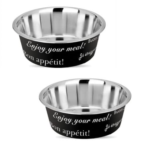 All4pets 2 Dog Feeding Bowl, NonTip, Anti Skid Medium Stainless Steel