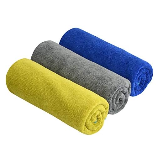 SINLAND Microfiber Gym Towels Absorbent and Fast Drying Sports Towel 3-Pack 16 Inch X 32 Inch