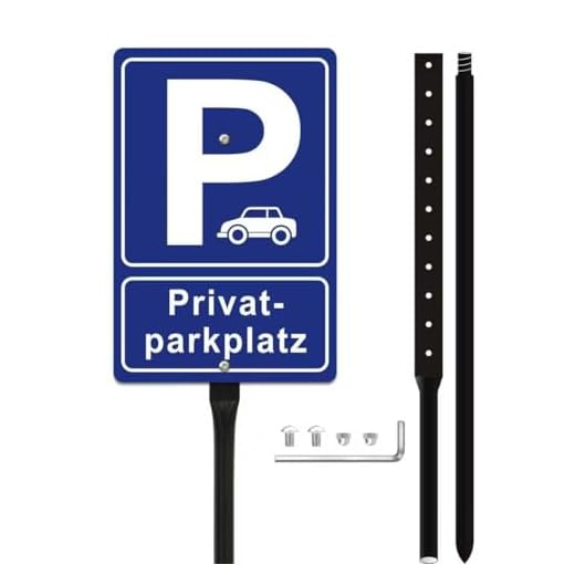 Schild Privatparkplatz,20 X 30 Cm Privatparkplatz Schild Mit Pfosten 90 Cm Hoher Stange,Reflektierendes Aluminium Parkplatzschild,Mit Uv Schutz, Wetterfest (Blau)