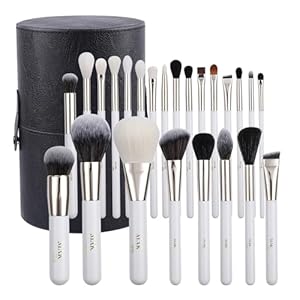 Makeup Brushes 24 Pcs Set with Leather Case, Multi Use with Natural and Synthetic Hair (24 Pcs + Large Leather Case Holder)