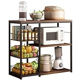 キッチン棚 レンジラック 電子レンジ 台棚 キッチン棚 電子レンジボード キッチン収納オープン棚 幅80cm 電子レンジ棚 大型レンジ対応 トースターラック キッチンラック キッチンベイカーラック スライド棚 レンジ台 キッチンワゴン ラック キッチンラック オープンラック スリム おしゃれ ナチュラル (ブラック,80*30*80cm)