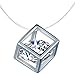 Produktbild Unendlich U Modisch Würfel 925 Sterling Silber Zirkonia Damen Halskette Anhänger Solitär Kette Transparente Verstellbare Nylonkette, Silber