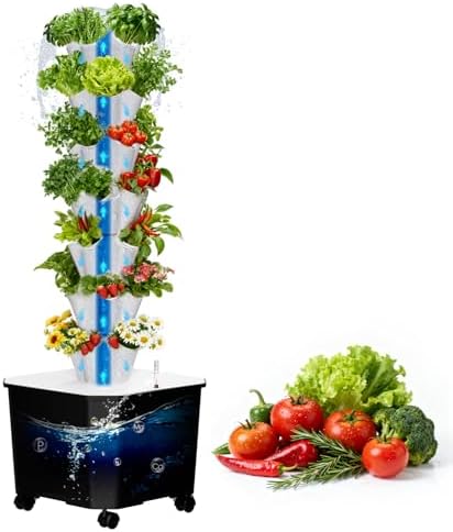 Vertical Hydroponic Tower,7Layer 35 Pods Tower Garden Growing System with 12V Water Pump& 24h Smart Timer,BPA-Free Modular Indoor/Outdoor for Hydroponic Gardening Lovers Planting Vegetables