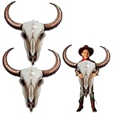 CrazyJan 2PCS Western Long Horn Cow Balloons Cowboy Longhorn Foil Balloons for Cowgirl Party Ranch Birthday Last Rodeo Bachelorette Wild West Baby Shower Decorations 25.6
