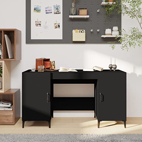 biurko, meble domowe biurko ogrodowe czarne 140 x 50 x 75 cm materiał drewniany
