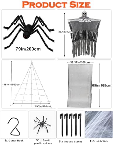 WOHOHOHO Halloween 79" Giant Spider Decorations Set Scary Outdoor Decor - 1