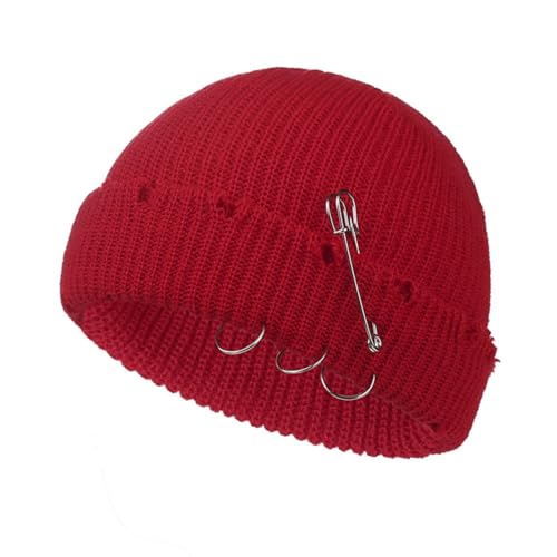 Thin Wool Fisherman Beanie Hat for Men Women Fall Winter,Short Knit Cuffed Fashion Trawler Skull Cap,Watch Cap