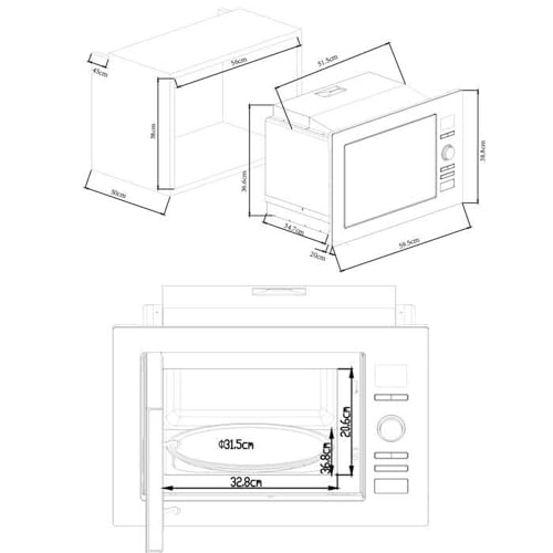 Einbau-Grillmikrowelle CONTINENTAL EDISON CEMO25GINE Schwarz Edelstahl L59,5 x H38,8 x T40,1 cm 25L 5 Einbau-Grillmikrowelle CONTINENTAL EDISON CEMO25GINE Schwarz Edelstahl L59,5 x H38,8 x T40,1 cm 25L