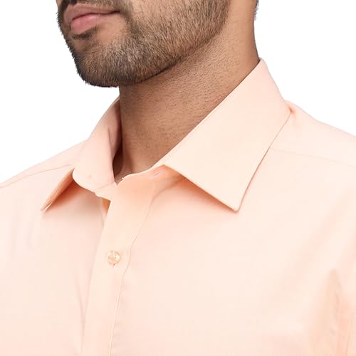 Image of Raymond Men Slim Fit Solid Pattern Pure Cotton Semi Cutaway Collar Full Sleeve Formal Shirt