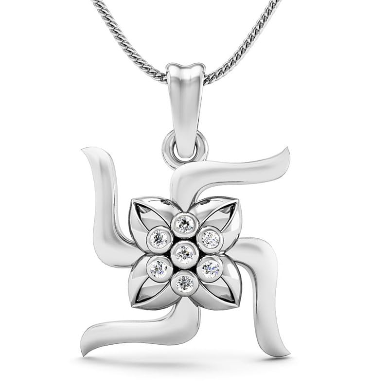 Rasav Stylish 925 Sterling Silver Unisex Floral Swastik Pendant (Pendant with Chain) | Locket Chain for Men & Women - Review, Price and Buying Guide