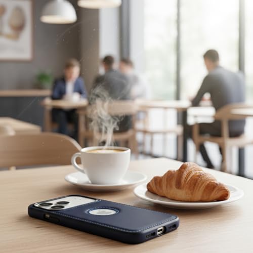 Image of Leather Case for Apple iPhone 17 Pro Max Premium Protective Stylish Slim Cover with Shockproof Raised Edges Blue