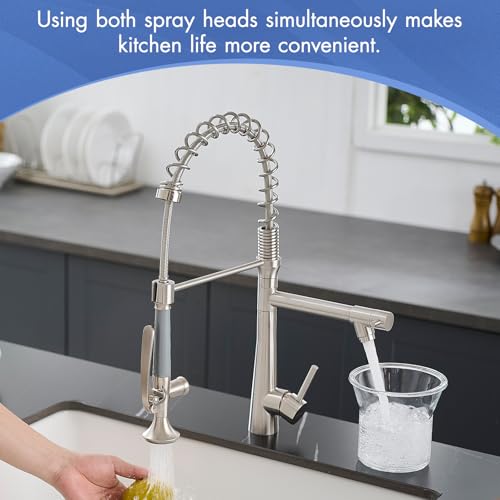 Image of Kitchen Faucet with Pull Down Sprayer,AIMADI Commercial Stainless Steel | Kitchen Sink Faucets with Sprayer,Brushed Nickel