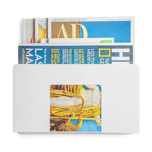 Wand-Magazinständer, Desktop-Magazin-Organizer, Ablageordner, A4-Papier, A4-Folio, Küche, Bürobedarf, Eingangsschränke, Badezimmerregal, (Weiß, 1 Stück)