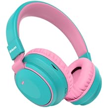Mokata Kids Headphones Bluetooth 5.3 Wireless Lightweight Fast Charging 68 Hours Play Time Volume Limited 85/94dB Over Ear Foldable with Built-in Mic for Toddler Boy Girl Tablet Pad Cyan