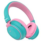 Mokata Kids Headphones Bluetooth 5.3 Wireless Lightweight Fast Charging 68 Hours Play Time Volume Limited 85/94dB Over Ear Foldable with Built-in Mic for Toddler Boy Girl Tablet Pad Cyan