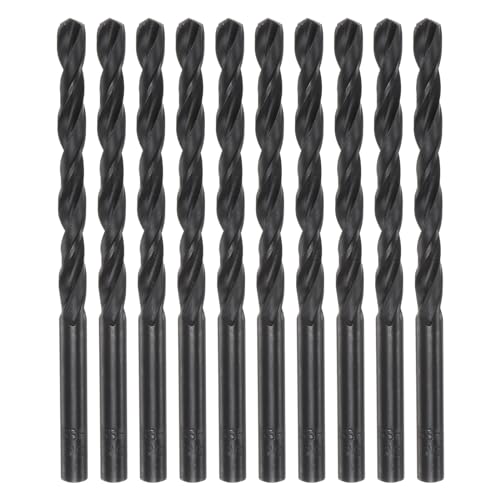 Image of sourcing map 10pcs Jobber Drill Bits 5.5mm (7/32") Nitride Coated High Speed Steel (HSS) 4241 Twist Drill Bits for Stainless Steel Copper Aluminum Alloy Metal Wood Plastic, Black