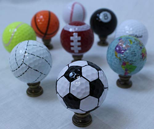 Image of Soccer Ball Lamp Finial, Black and White Pentagon Pattern, 2.25 inchh