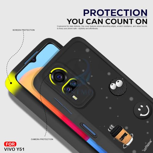 Image of AESTMO Back Case Cover for Vivo Y51 / Y51A / Y31 Cover | Cute Fun Cartoon 3D Ball | Coffee Silicone Case | Full Body Protection | Camera Protection Back Cover for Vivo Y51 / Y51A / Y31 (Black)
