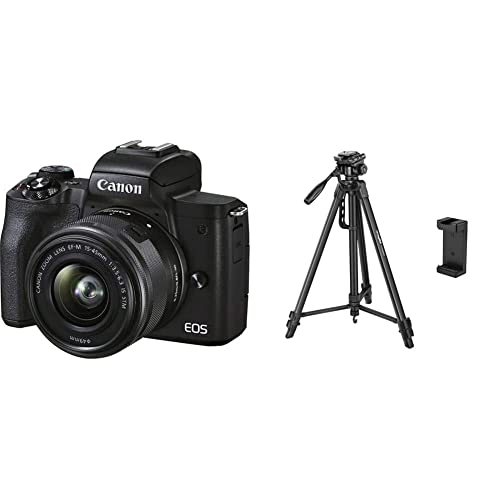 Image of Canon M50 Mark II 15-45mm f3.5-6.3 is STM Digital Zoom Camera (Black) & Digitek DTR 550 LW (67 Inch) Tripod for DSLR, Camera |Operating Height: 5.57 Feet | Maximum Load Capacity up to 4.5kg