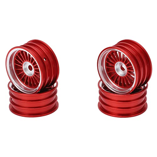 4PCS軸SCX24のアルミニウム合金ホイールリム1/24リモートコントロールカーの直径26.5mm/1.0インチヘックス7mm/0.28インチ (赤)