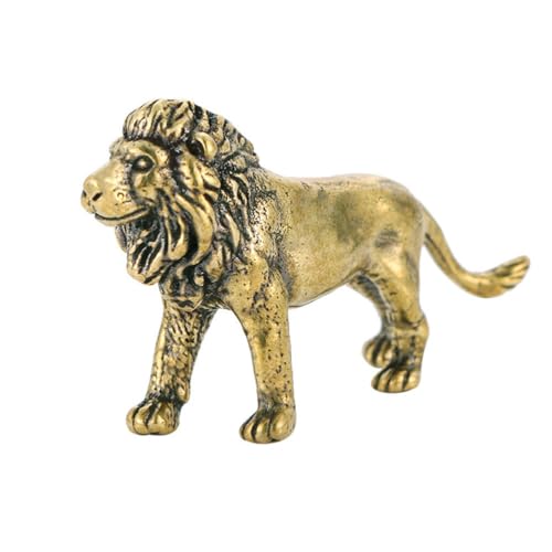 TOPBATHY Ornement De Lion en Laiton Vintage 6.3 Cm Figurine Réaliste Compacte Décoration De Bureau Stable Et Élégante pour Maison Et Bureau