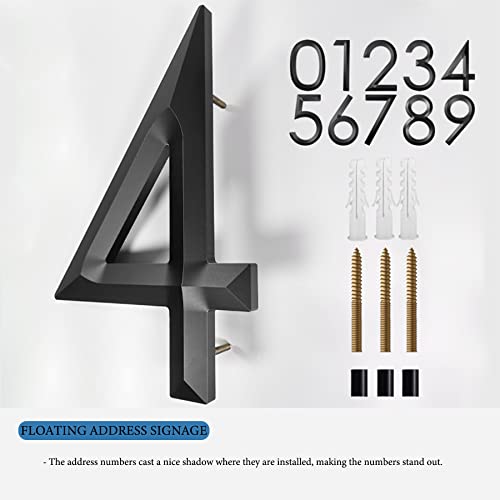8-Inch Modern Floating House Numbers, Home Address 911 Visibility Signage, Garden Door Building Street Wall Mount, Easy To Install, Rust-Proof Black Finish [9] #TOP3
