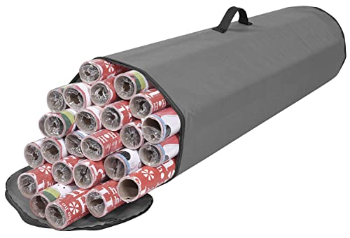 Primode Wrapping Paper Storage Bag | Wrapping Paper Organizer Under Bed For Storing Multiple Rolls Of Gift Wrap, 40” Length Container Constructed Of Durable 600D Oxford Material (Gray) #TOP22