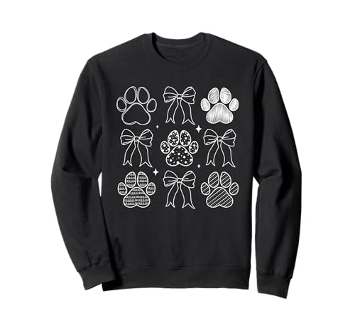 Coquette Bow con estampado de patas de perro en forma de corazón para San Valentín, mamá y perro Sudadera