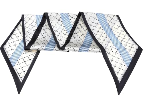Women Fashion Printed Skinny Long Scarves, Satin Silky Black White Neckerchief Ribbon Headband 5