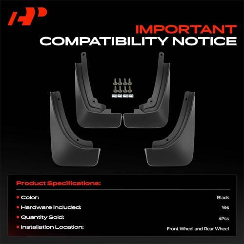 Image of A-Premium Mud Flaps Compatible with Buick | for Buick Envision 2021 2022 2023, No Drilling Required Mud Guards with Hardware Accessories, Set of 4 Front and Rear