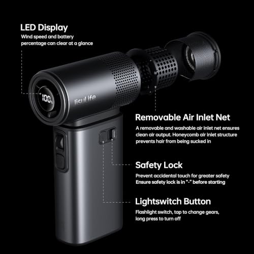 JISULIFE Portable Handheld Fan Ultra2 9000mAh Max 25 Hrs, 3 IN 1, 100 Speed - image 8