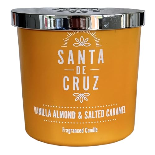 Image of Vanilla Almond & Salted Caramel Scented Candle – 2 Wick Luxury Jar Candle | Sweet Dessert Fragrance for Home | Long Burn Candle Gift for Her & Home Décor