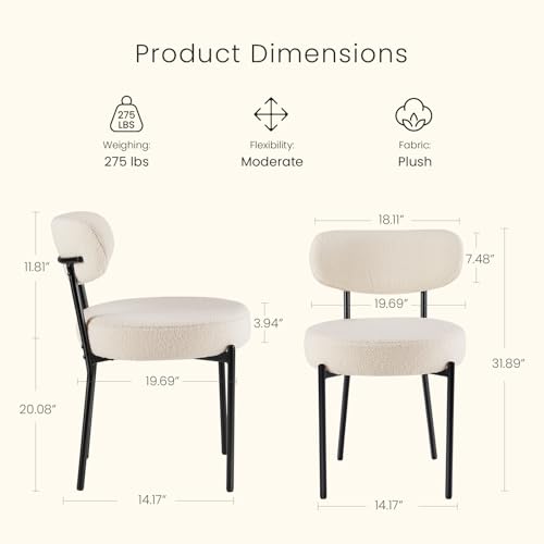 image for DUMOS Dining Chairs Set of 4, Mid Century Modern Chair Round Upholster