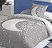 COTTON ARTean Funda Nordica Reversible Moon Grey Cama de 90 ALGODÓN 100%