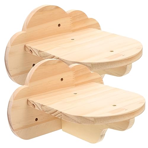 Hohopeti 2個 猫 壁 ステップ 猫 壁 家具 猫 階段 用 ケージ 猫 棚 木材 ステップ はしご 壁 取り付け 猫 棚 ペット 家具 木製 壁 ステップ 猫用 室内用 猫用 棚 猫用