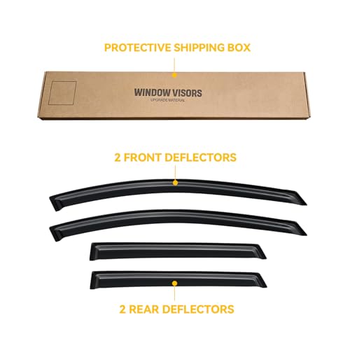 Image of Rain Guards Window Visor for 2009-2013 Nissan Rogue Out-Channel | Shields Vent Deflector Shade Wind Dark Smoke for 2014-2015 Rogue Select SV SL S Krom, Tape-On Outside-Mount, 4PCS