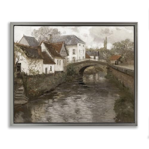 Classic Canal Neighborhood Scenery, 24 x 30 Inch Canvas in Floater Frame
